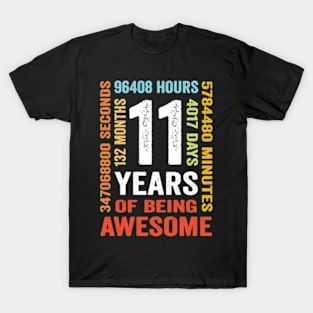 11 Years 132 Months Of Being Awesome 11th Birthday T-Shirt